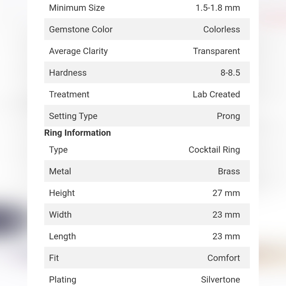🆕️SIMULATED DIAMOND COCKTAIL RING IN SILVER-TONE 5.25 CTW - Picture 14 of 14